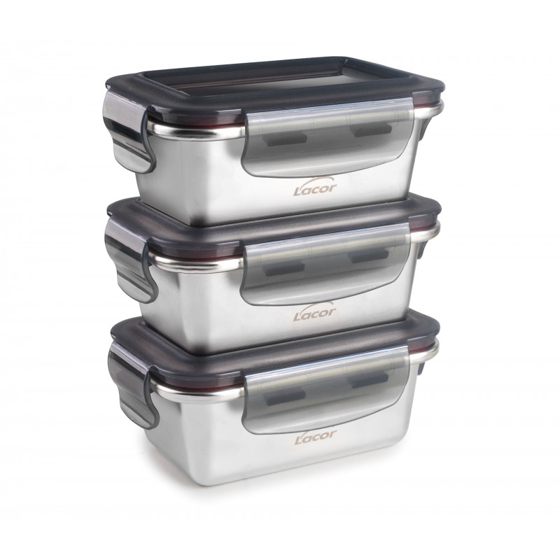 Set 3 recipiente recta. ecoinox 260ML. Lacor 64623