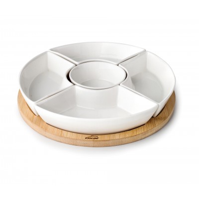 Fuente 5 compart. base bambú zensai. Lacor 61243