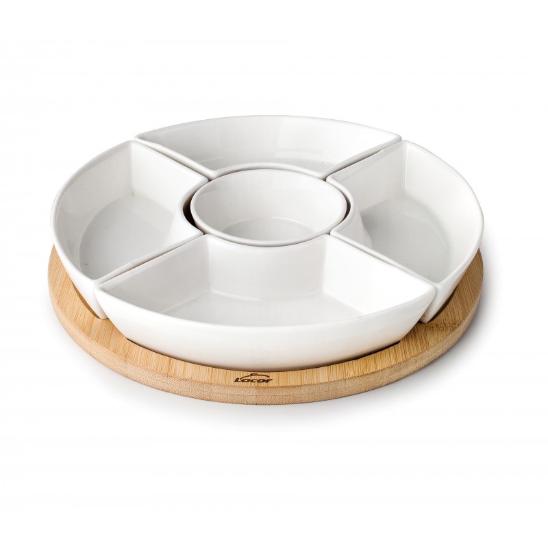 Fuente 5 compart. base bambú zensai. Lacor 61243