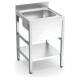 Fregadero con soporte y entrepaño 1 cubeta 800x700x850 mm