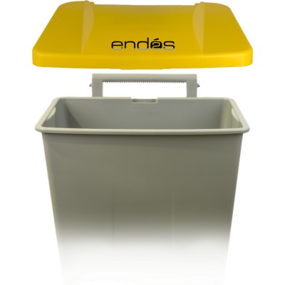 Tapa amarilla para cubo de basura con ruedas y pedal de 120 litros ref