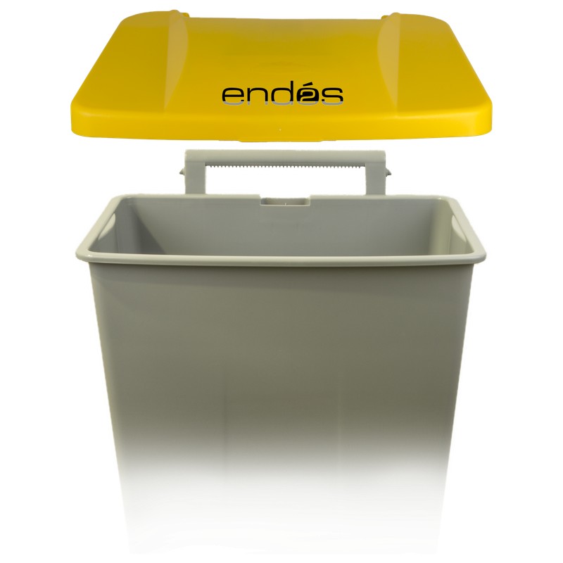 Tapa amarilla para cubo de basura con ruedas y pedal de 120 litros ref