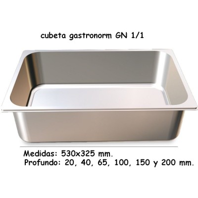 Cubeta gn 1/1 inoxidable 201 : CUBETAS GN. PROFUNDO - 40 mm