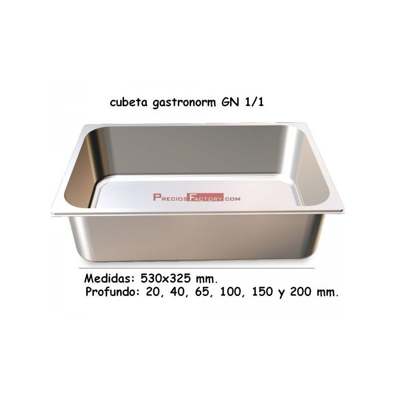 Cubeta gn 1/1 inox. 18/10 : CUBETAS GN. PROFUNDO - 20 mm