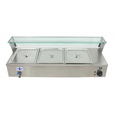 Vitrina baño maria vi-3gn1/2 : banomaria eco - 4 cubetas GN 1/2