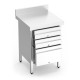 Mesa de trabajo de acero inoxidable con 3 cajones y peto posterior