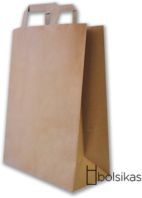 Bolsa de papel kraft con asas rizadas tamaño M. Modelo: BPA007