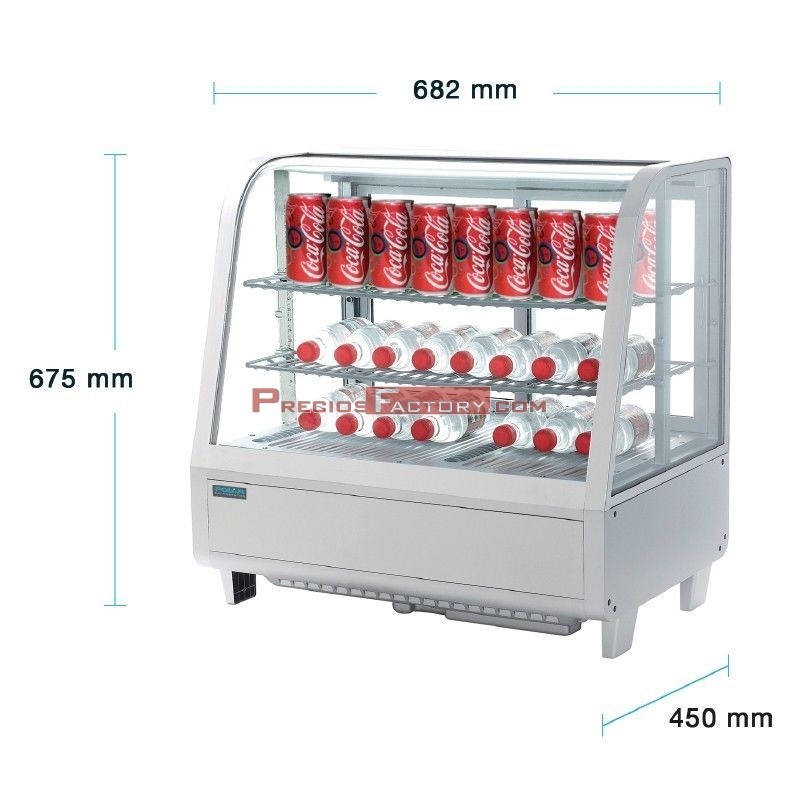 MBH - Vitrina expositora refrigerada profesional sobre mostrador 100  litros. Frigorífico expositor industrial pequeño para hostelería - Color  negro.