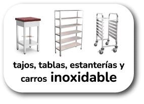 Tajos, tablas, estanterías y carros Inoxidable
